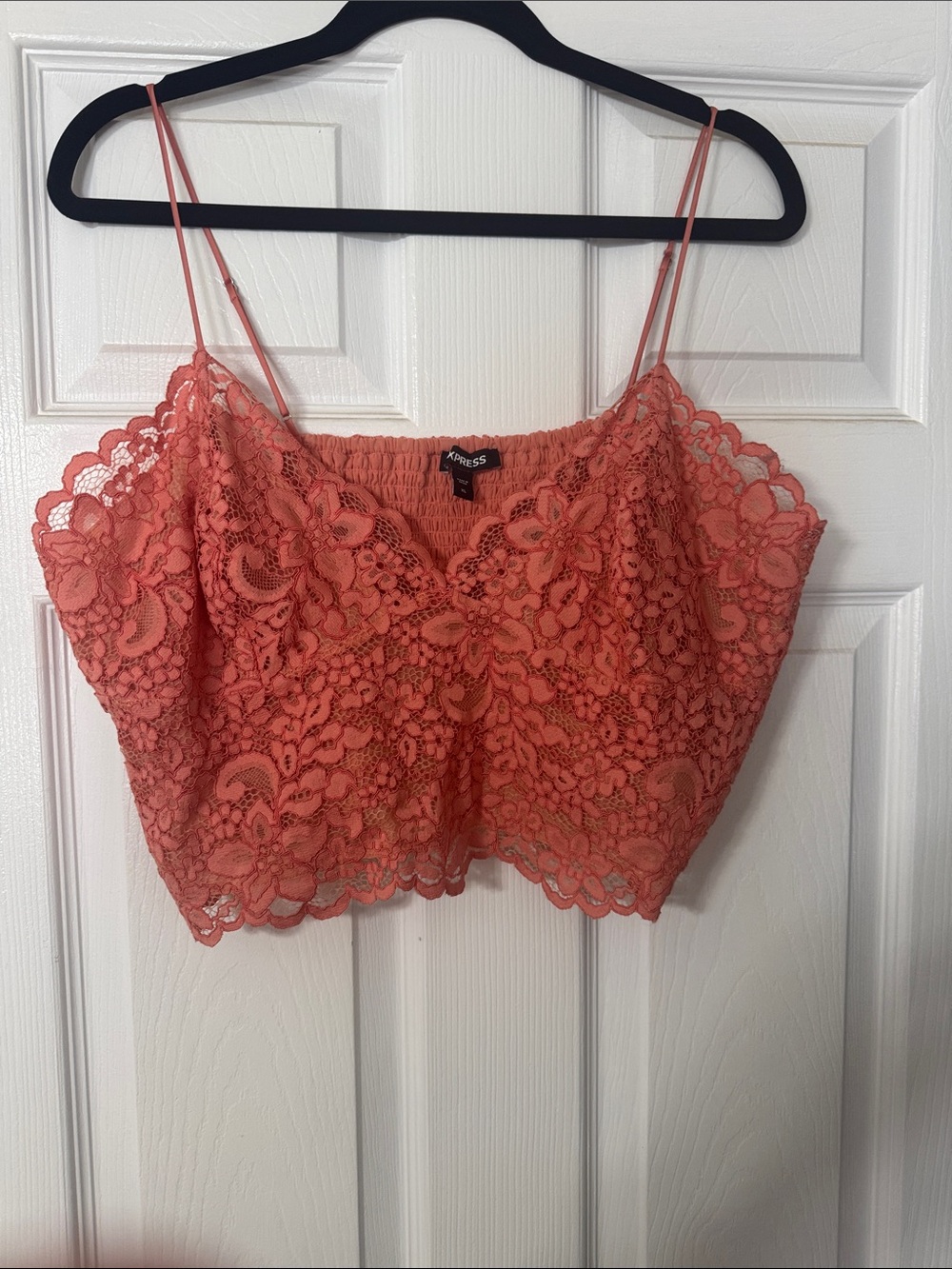 Express Coral Lace Crop Top